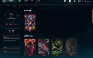 Conta ouro 2 com 100 champs e 36 skins + 5 Espolios