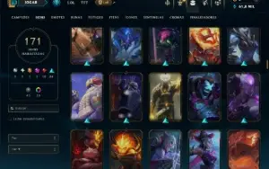 Unranked com TODOS os Champs e 171 Skins +2 Prestigios