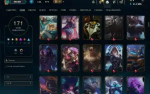 Unranked com TODOS os Champs e 171 Skins +2 Prestigios