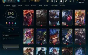 Ouro 1 com TODOS os champs e 392 Skins