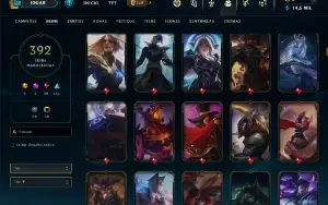Ouro 1 com TODOS os champs e 392 Skins