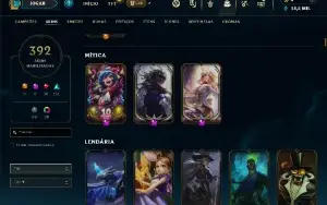 Ouro 1 com TODOS os champs e 392 Skins