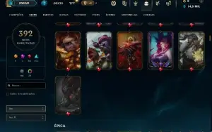 Ouro 1 com TODOS os champs e 392 Skins