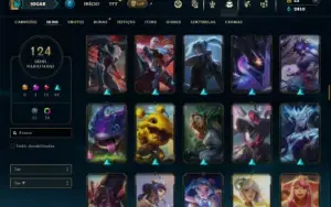 Unranked com TODOS os champs e 124 Skins ( TOP / JG / MID )