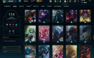 Unranked com TODOS os champs e 124 Skins ( TOP / JG / MID )