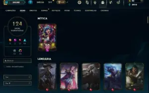 Unranked com TODOS os champs e 124 Skins ( TOP / JG / MID )