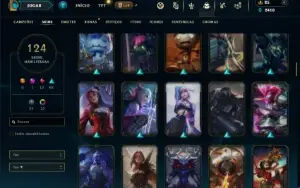 Unranked com TODOS os champs e 124 Skins ( TOP / JG / MID )