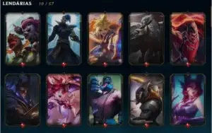 Conta league of legends com aatrox prestigio e 74 skins