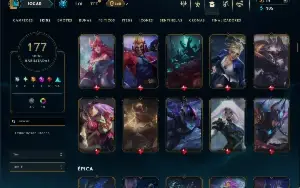 Unranked com TODOS os champs e 177 Skins ( TOP / MID / JG )