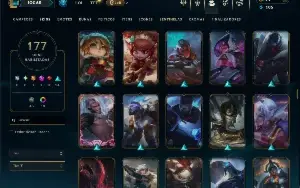 Unranked com TODOS os champs e 177 Skins ( TOP / MID / JG )