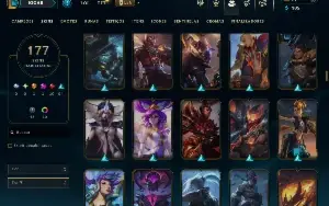 Unranked com TODOS os champs e 177 Skins ( TOP / MID / JG )