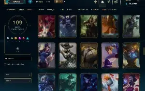 Unranked com 110 Champs e 109 Skins
