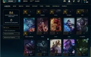 Conta ouro 4 com 45 Champs e 15 Skins + 1 Prestigio do Kayn