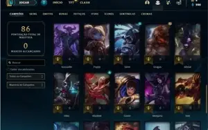 Conta ouro 4 com 45 Champs e 15 Skins + 1 Prestigio do Kayn