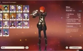 Conta Genshin Impact AR46 Diluc + Venti + Qiqi + Tartaglia