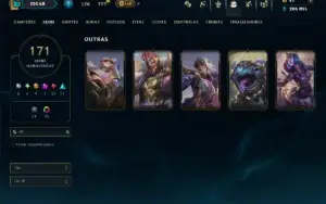 Ouro 3 com TODOS os Champs e 171 Skins ( MAIN ADC )