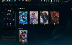 Ouro 3 com TODOS os Champs e 171 Skins ( MAIN ADC )