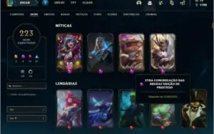 Conta platina 4 com TODOS os champs e 223 skins