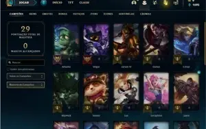 Conta unranked com 5 Skins e 26 Champs