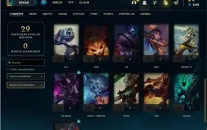 Conta unranked com 5 Skins e 26 Champs