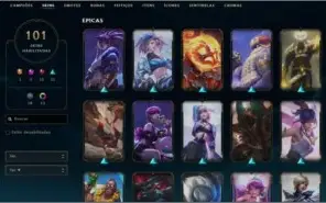 Skins Irelia e Evelynn de prestígio.