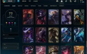 Conta prata 3 com 72 skins e 124 champs