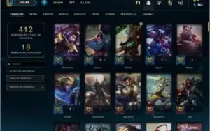 Conta prata 3 com 72 skins e 124 champs