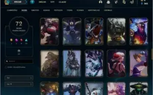 Conta prata 3 com 72 skins e 124 champs