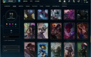 Conta prata 3 com 72 skins e 124 champs