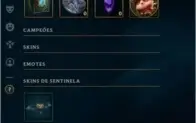 Conta Ouro V com 8 skins e 3 páginas de runa