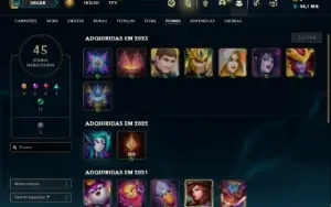 Conta Mestre com 27 Champs e 21 Fragmentos de skins