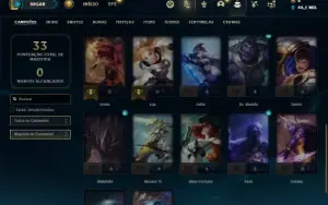 Conta Mestre com 27 Champs e 21 Fragmentos de skins