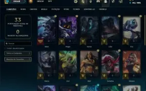 Conta Mestre com 27 Champs e 21 Fragmentos de skins