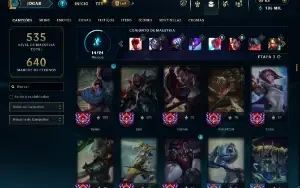 Platina 4 com TODOS os champs e 121 Skins ( MID / JG / TOP )