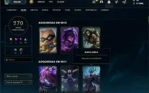 Conta ouro 4 com TODOS os champs e 270 Skins + 1 RARA