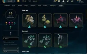 Conta ouro 4 com TODOS os champs e 270 Skins + 1 RARA