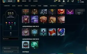 Conta ouro 4 com TODOS os champs e 270 Skins + 1 RARA
