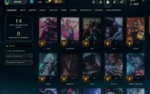 Unranked com 50 Champs e 6 Skins