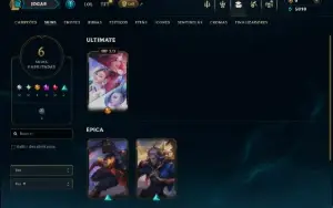 Unranked com 50 Champs e 6 Skins