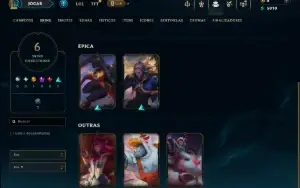 Unranked com 50 Champs e 6 Skins