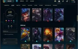Conta ouro 3 com 600k de Kayle, 133 champs e 68 skins