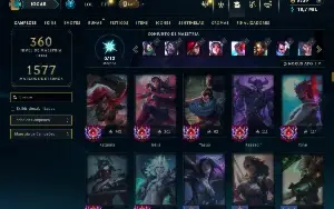 Unranked com 150 Champs e 100 Skins + 2700 RP