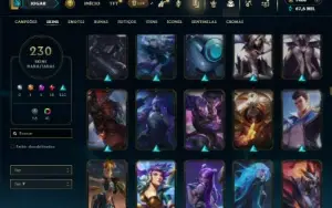 Bronze 4 com TODOS os champs e 230 Skins + 1400 RP