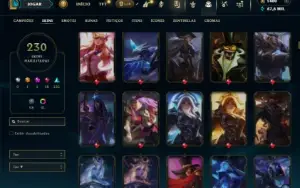 Bronze 4 com TODOS os champs e 230 Skins + 1400 RP