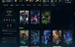 Bronze 4 com TODOS os champs e 230 Skins + 1400 RP