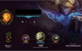 CONTA LEAGUE OF LEGENDS BORDA PLATINA UNRANKED 65 CAMPEÕES