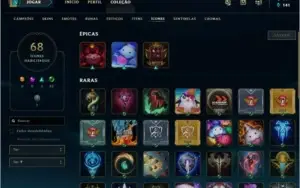 Conta League of Legends Prata 35 Campeões 19 Skins 68 Ícones