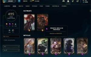 Conta ouro 3 com 150 Champs e 425 Skins + 5 Prestigios