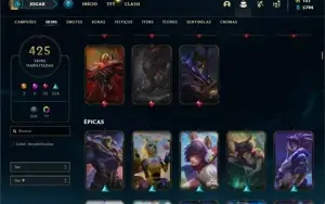 Conta ouro 3 com 150 Champs e 425 Skins + 5 Prestigios