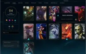 Conta Lol plat IV lvl 100 66% de winrate 64 champ 24 skin s6